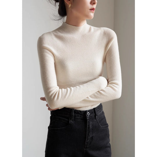 Eleganter Damen-Strickpullover mit Stehkragen