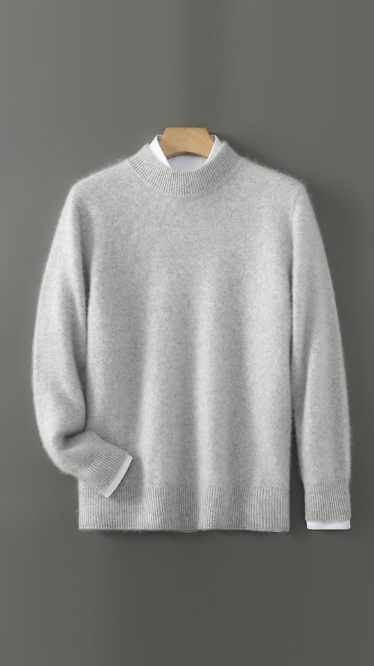 Herren-Wollpullover, Rundhals, einfarbig, Business-Casual