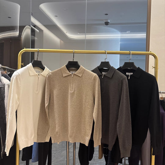 Herren-Strickpullover mit Reißverschluss und Kragen
