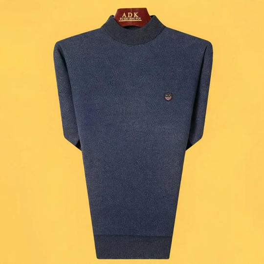 Herren-Strickpullover mit Rundhalsausschnitt und Fleecefutter