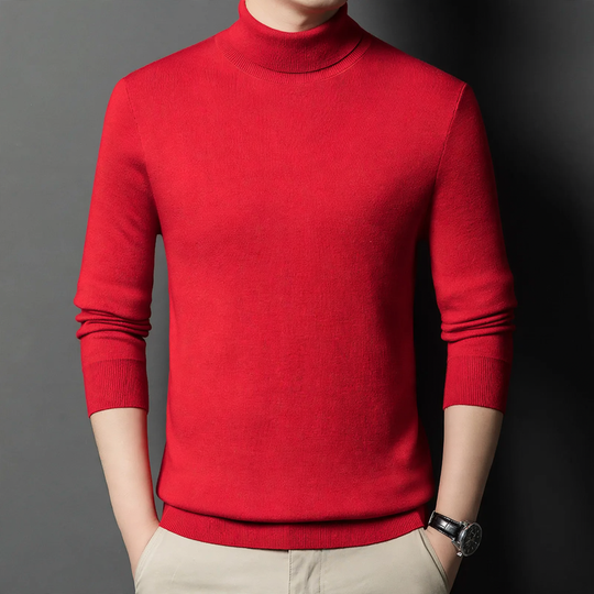 Herren-Strickpullover aus Wolle, Stehkragen, warm