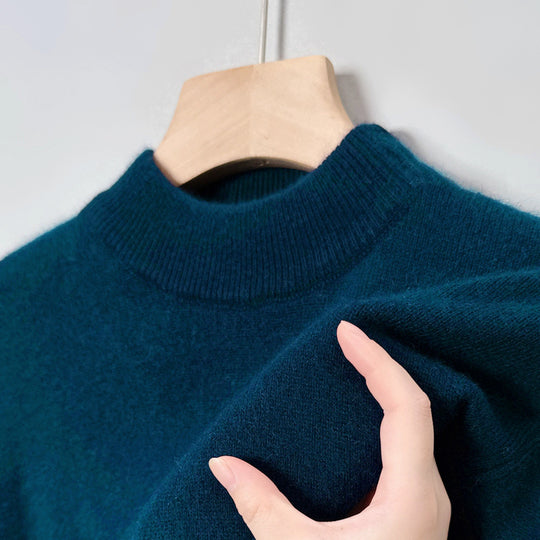 Herren-Pullover mit Stehkragen, einfarbig, pflegeleicht