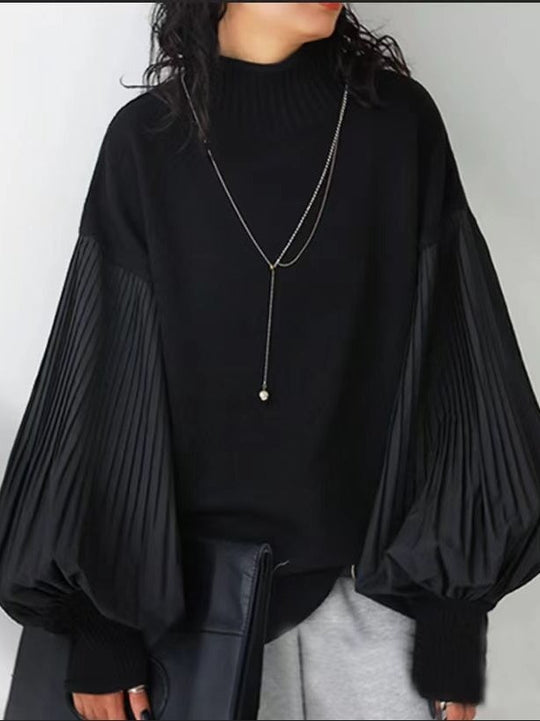Lässiger Pullover mit Ballonärmeln und Falten-Details