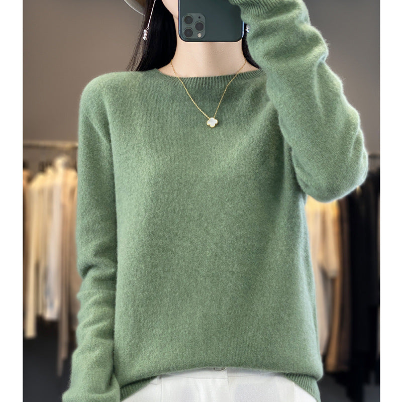 Damen Strickpullover, nahtlos, Rundhalsausschnitt