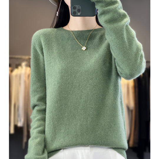 Damen Strickpullover, nahtlos, Rundhalsausschnitt