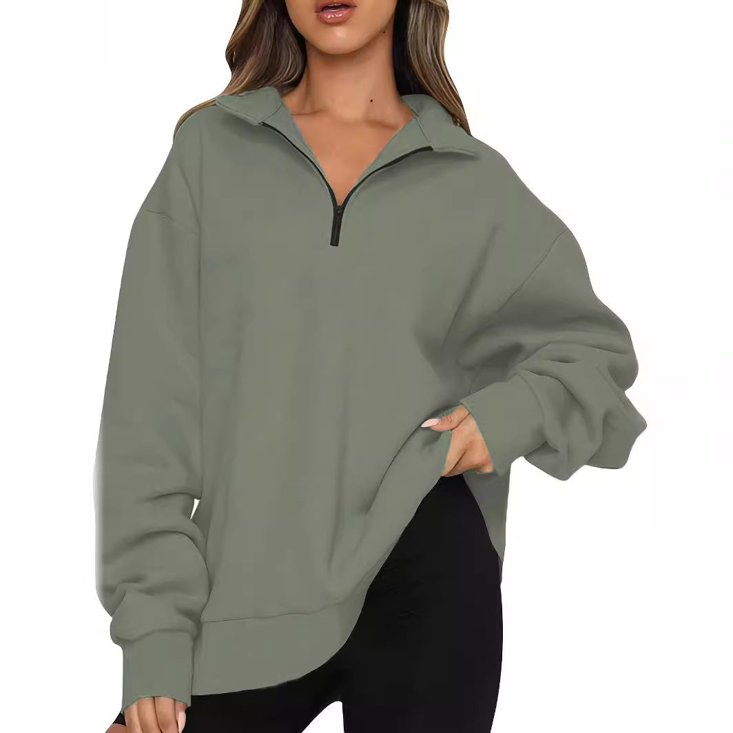 Damen-Sweatshirt mit Reißverschluss und Stehkragen
