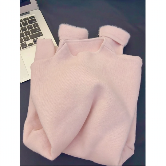Schlichter Damen-Pullover mit Stehkragen, gefüttert