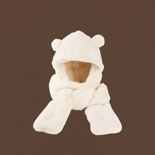 Flauschiges Bären-Set: Mütze, Schal und Handschuhe