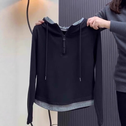 Damen Kapuzen-Sweatshirt in Lagen-Optik