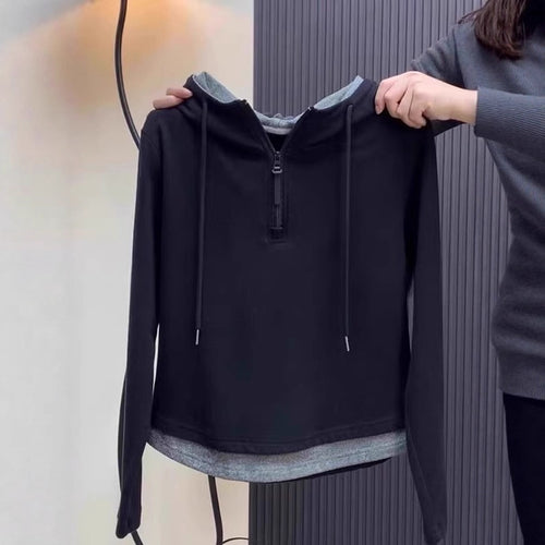 Damen Kapuzen-Sweatshirt in Lagen-Optik