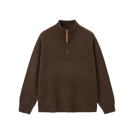 Herren-Strickpullover mit halbem Reißverschluss