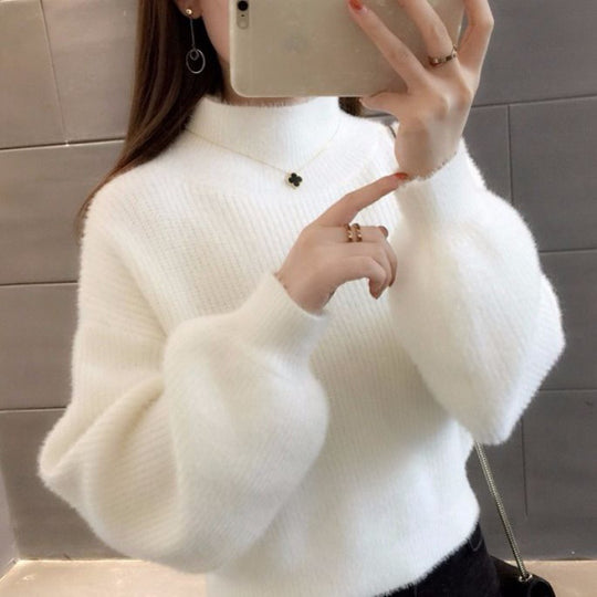 Damen-Pullover, Kurz, Laternenärmel, Strick