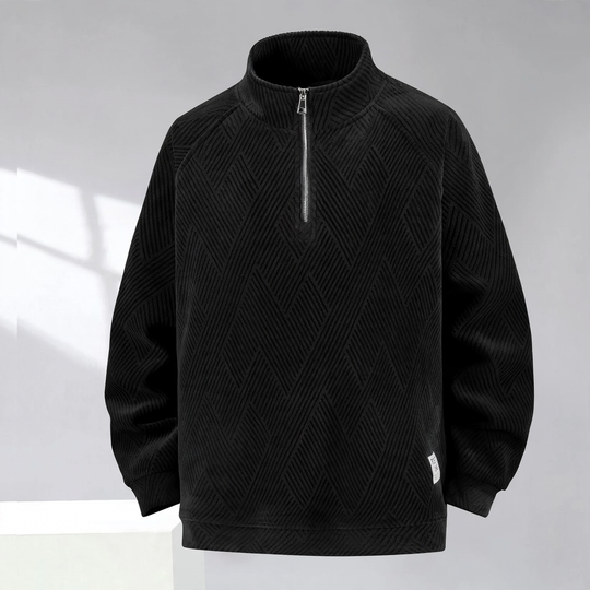 Gefütterter Herren-Sweater mit Reißverschluss, Übergröße