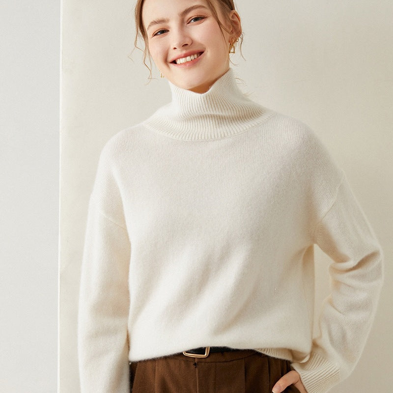 Lockerer Damen-Strickpullover mit Rollkragen