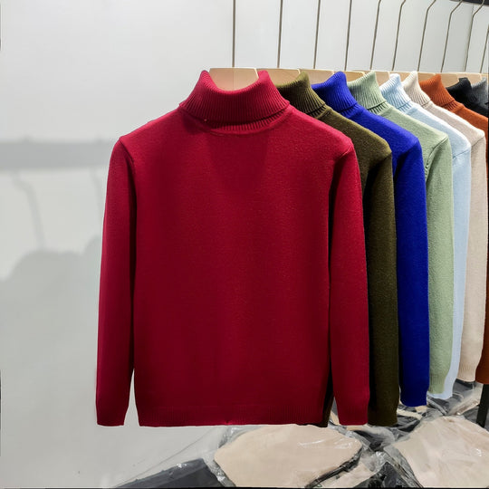 Herren-Strickpullover mit hohem Kragen, warm und lässig