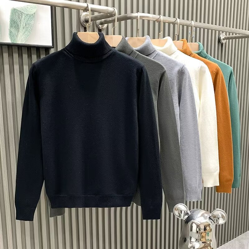 Herren-Strickpullover mit hohem Kragen, warm und lässig