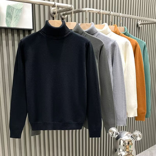 Herren-Strickpullover mit hohem Kragen, warm und lässig