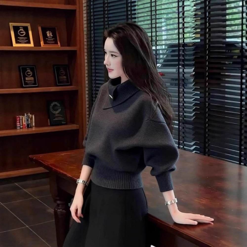 Lässiger Rollkragen-Strickpullover