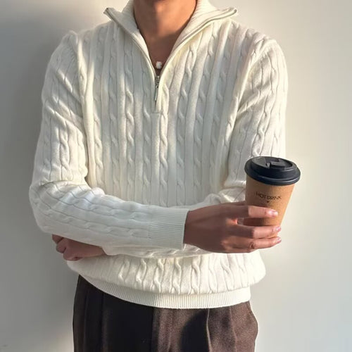 Moderner Herren-Strickpullover mit Reißverschluss