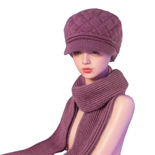 Winter-Set: Strick-Baskenmütze und Schal für Damen