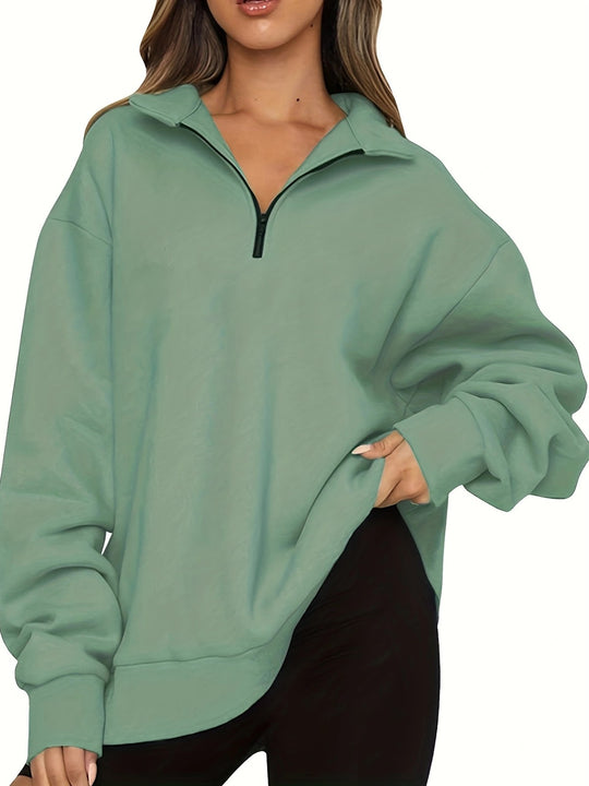 Damen-Sweatshirt mit Reißverschluss und Stehkragen