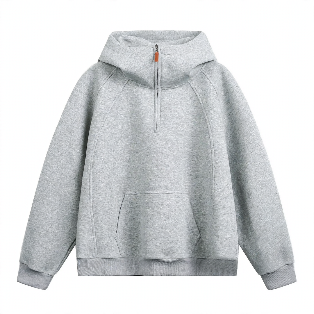Unisex-Kapuzenpullover mit Reißverschluss und Stehkragen