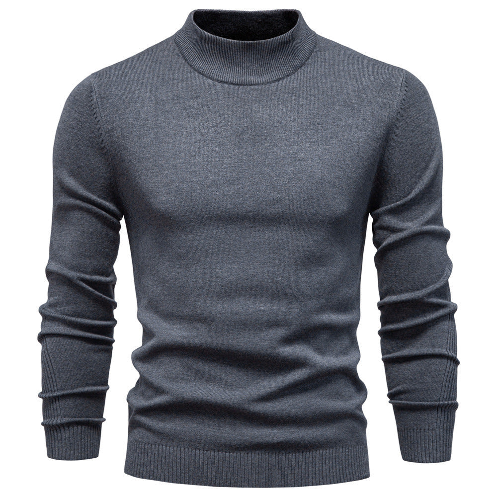 Herren-Rollkragenpullover, gestrickt, einfarbig