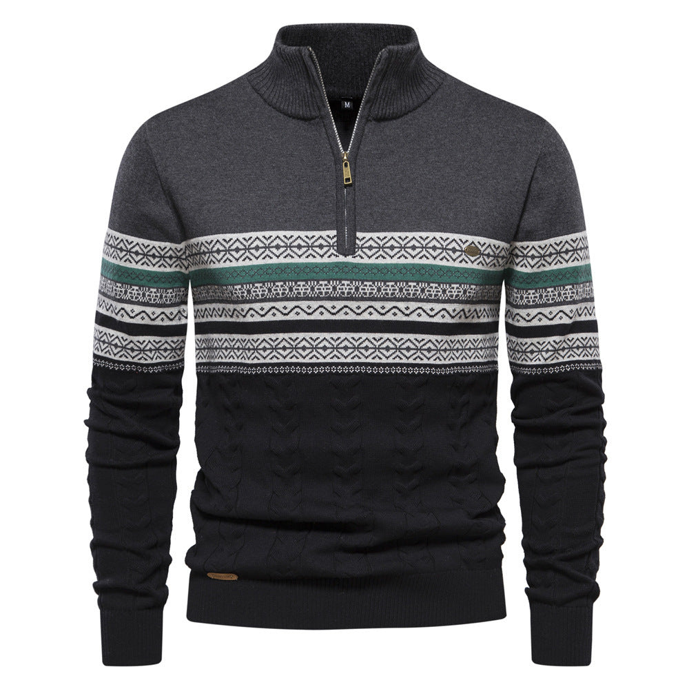 Moderner Herren-Strickpullover mit Stehkragen