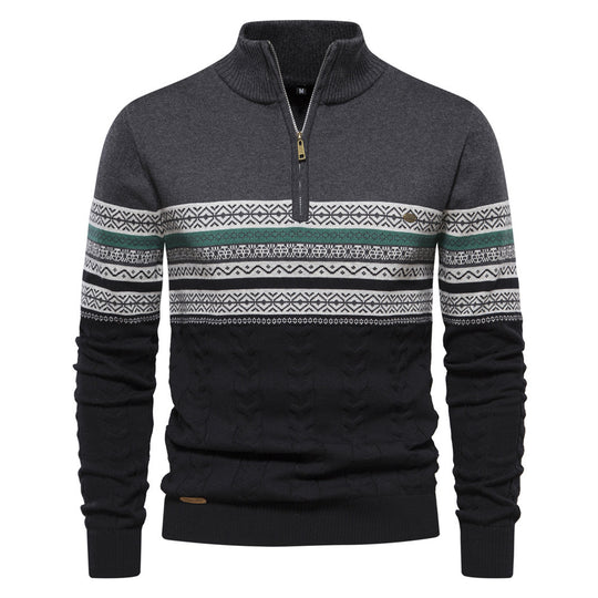 Moderner Herren-Strickpullover mit Stehkragen