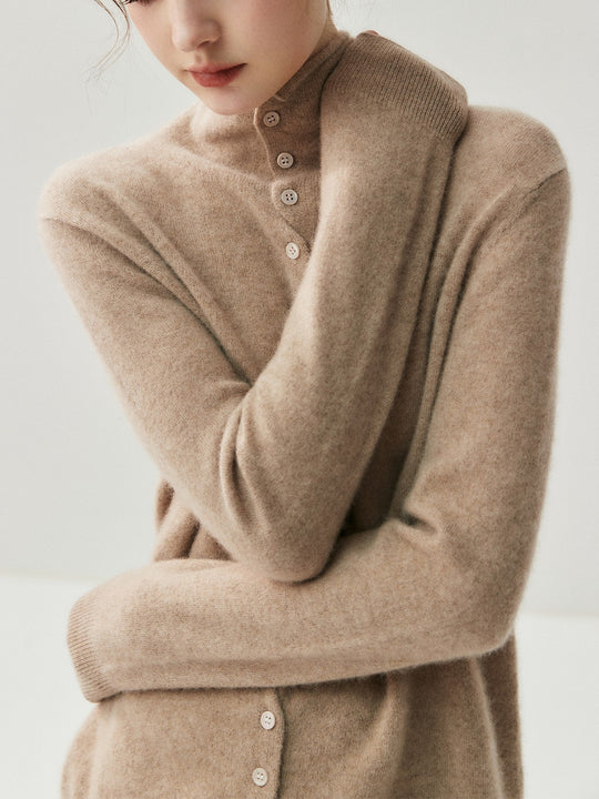 Strickjacke mit Rollkanten, weiche Haptik
