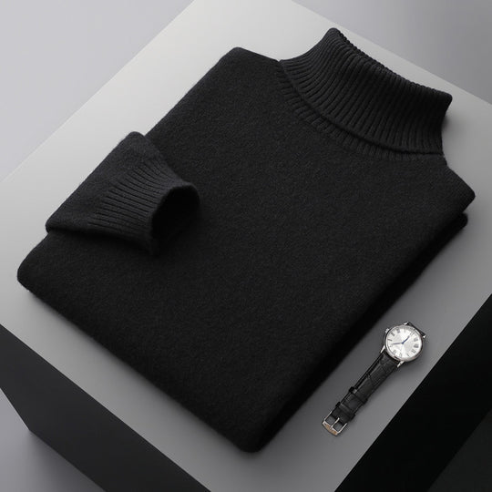 Herren-Wollpullover mit Rollkragen, 100% Wolle
