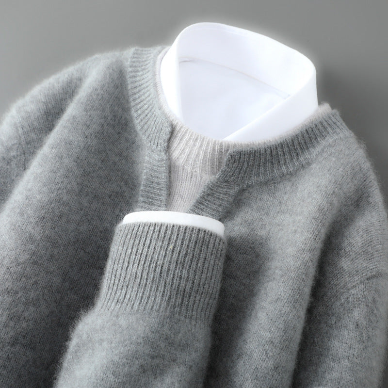 Herren-Wollpullover, Rundhals, dick gestrickt
