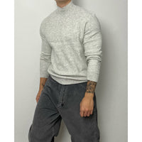 Rollkragen Strickpullover Hellgrau