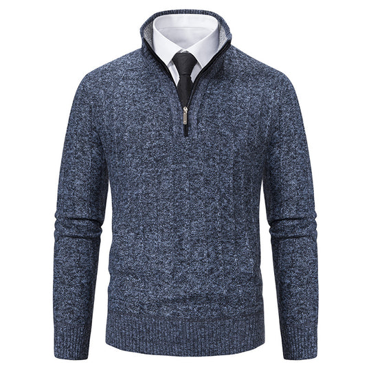 Herren-Strickpullover mit Reißverschluss und Futter
