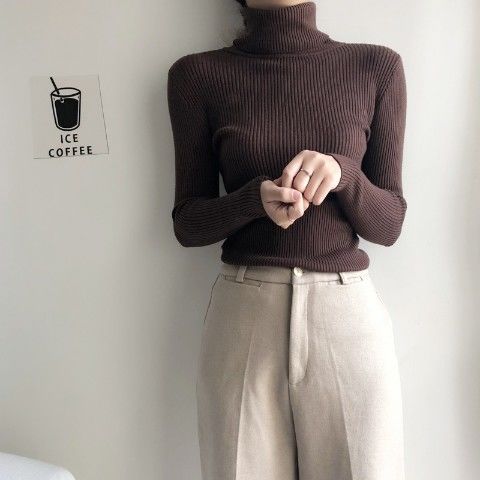 Körpernaher Damen-Rollkragenpullover