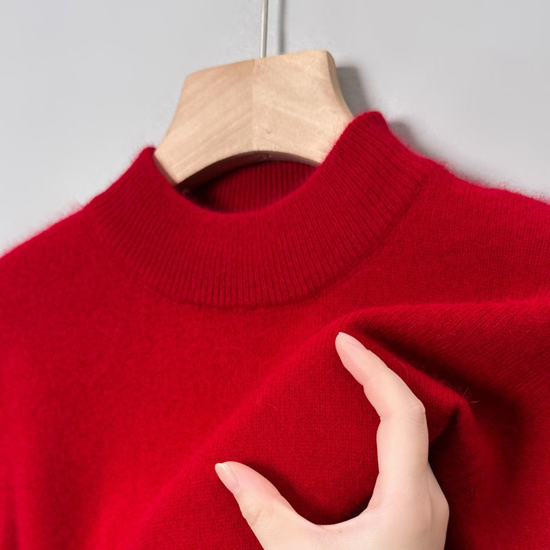 Herren-Strickpullover mit Stehkragen, einfarbig