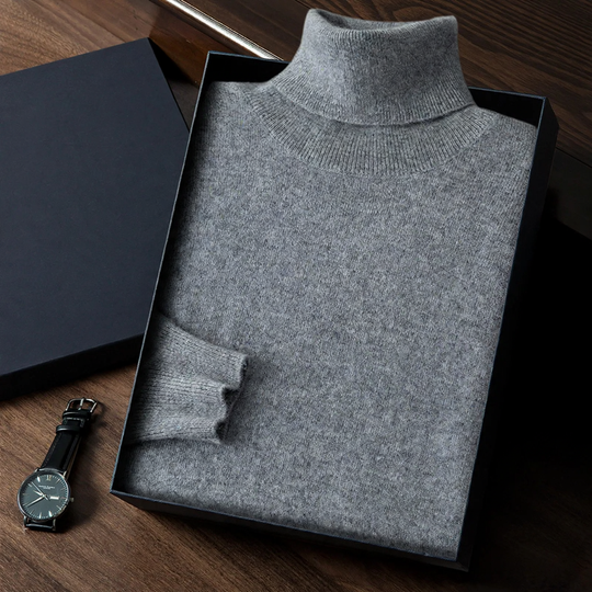 Herren-Rollkragenpullover aus Kaschmir, schlicht und elegant