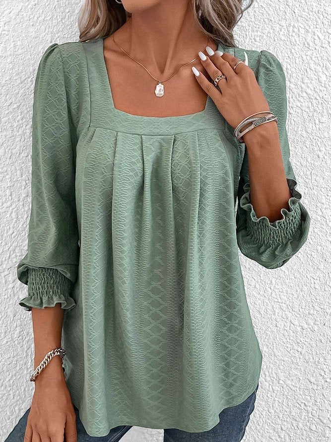 Baumwollbluse Mit Eckigem Ausschnitt