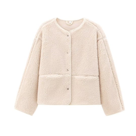 Damen-Teddyfleece-Jacke, einreihig