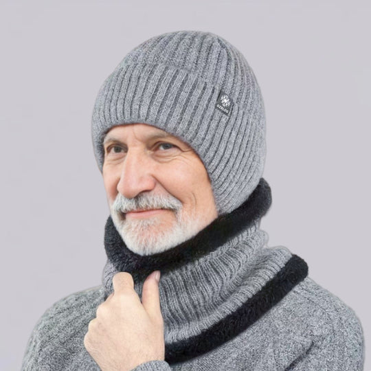 Winter-Strickmützen- und Schal-Set für Herren