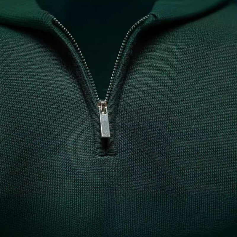 Herren-Strickpullover mit Stehkragen und Reißverschluss