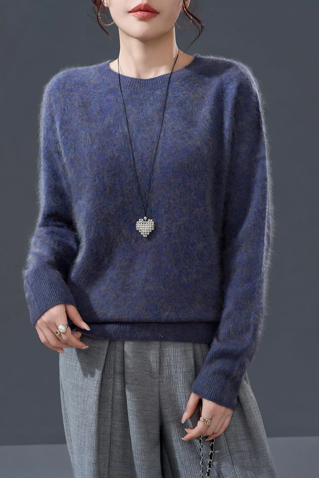 Damen-Kaschmirpullover, aufgeraut