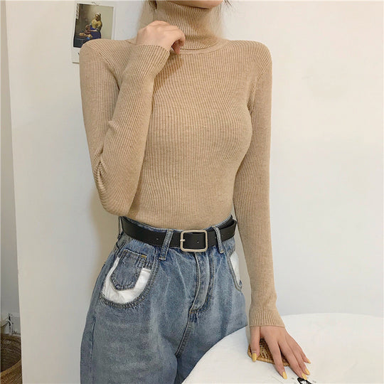 Damen-Rollkragenpullover, Strick, figurbetont