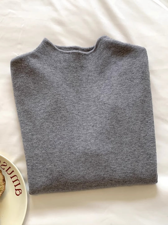 Damen-Strickpullover, Stehkragen, weich