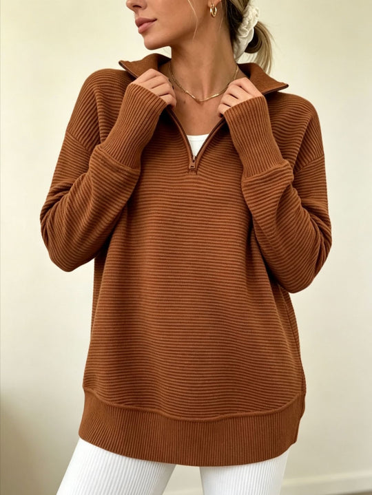 Damen-Strickpullover mit Reißverschluss
