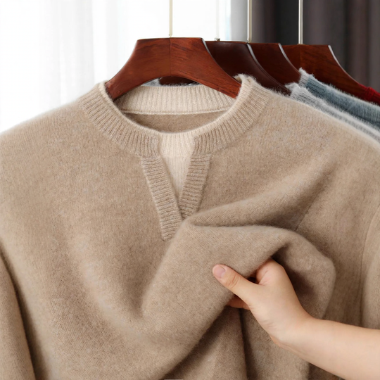 Herren-Wollpullover, Rundhals, dick gestrickt