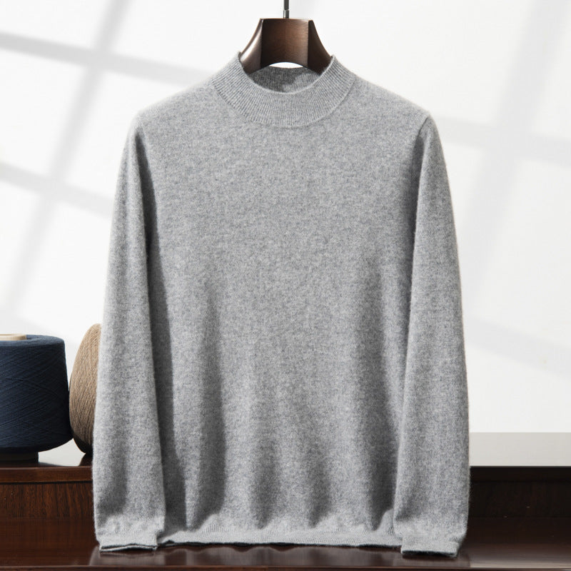Herren-Kaschmirpullover, Stehkragen, dünn