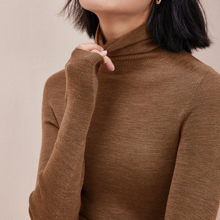 Damen-Wollpullover mit Stehkragen, 100% Wolle