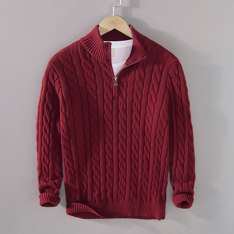 Herren-Strickpullover mit Reißverschluss und Stehkragen