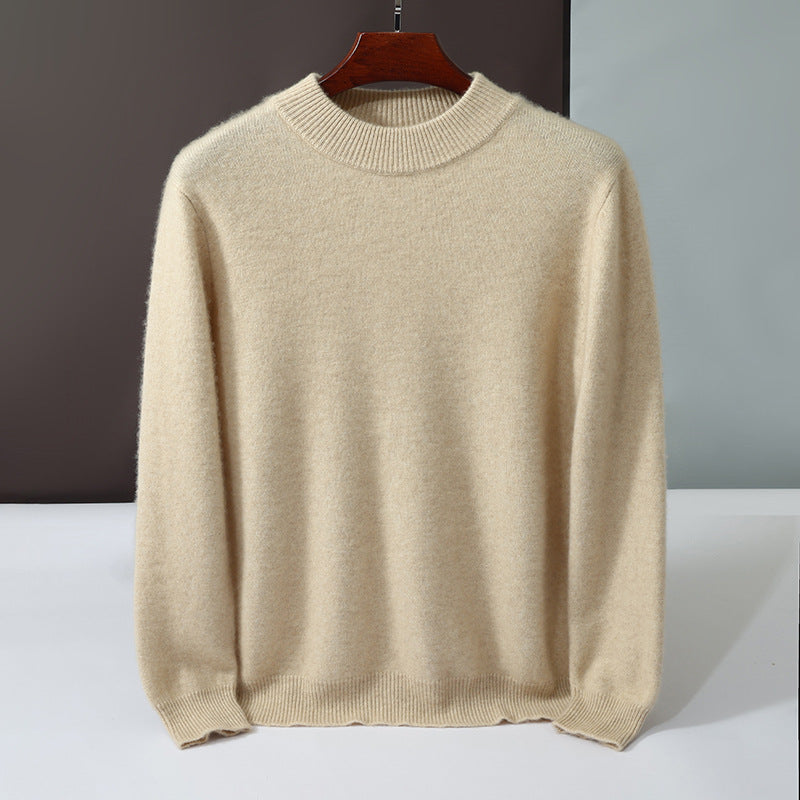 Herren-Kaschmirpullover, Stehkragen, einfarbig